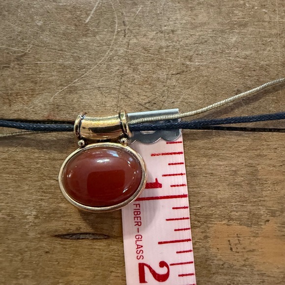 Vintage ROMAN Two-sided Pendant Genuine Carnelian & Unakite Necklace Earring Set